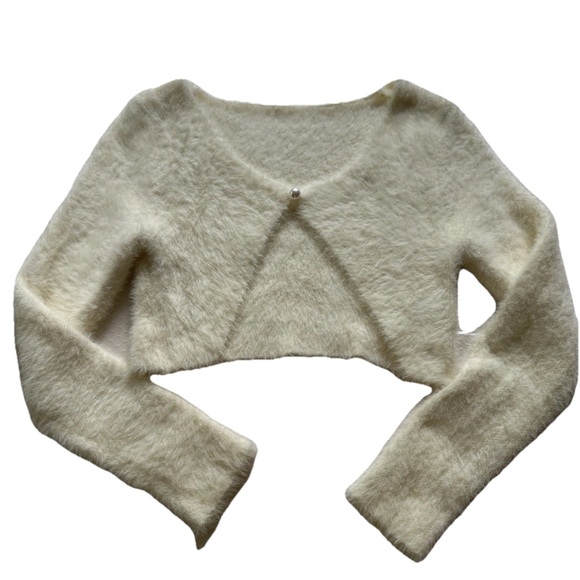 Dazy Women's Ivory Cropped Bolero Style Cardigan Sweater Size Large - Picture 1 of 8
